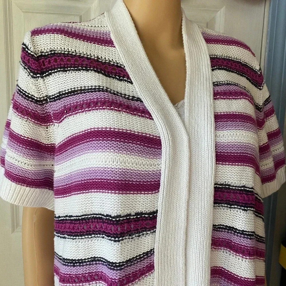 Lane Bryant Y2k Multi Color Knitting Open Cardiga… - image 5